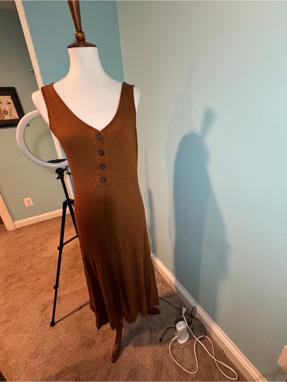 Banana republic Brown Button-Front V-Neck Knit Dress
